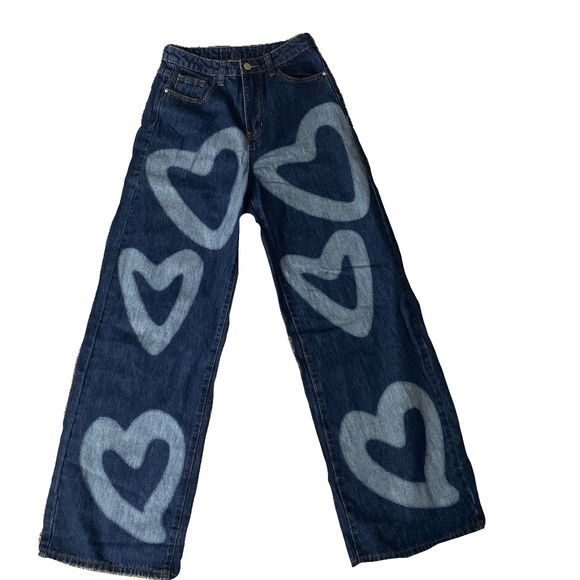 blue heart printed jeans - Picture 1 of 2